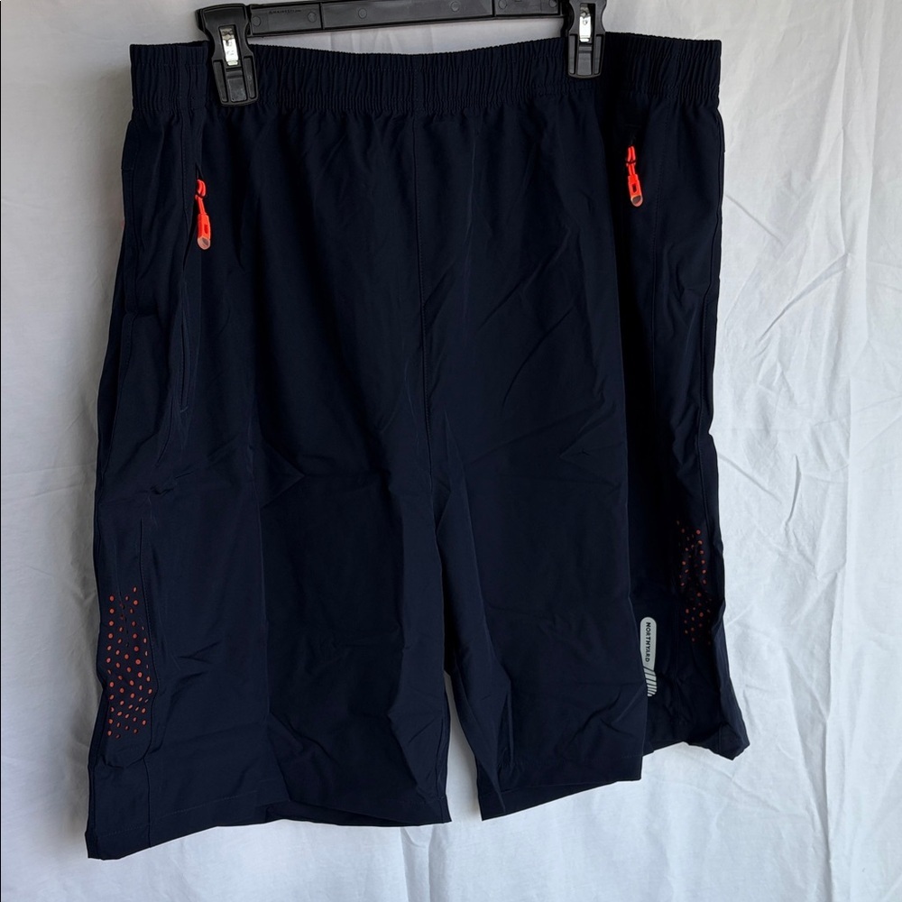 Mens Northyard Navy Blue Athletic Shorts with Orange Detail 3XL -NWT